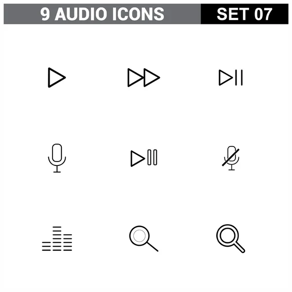 Conjunto de iconos con botones de audio — Vector de stock