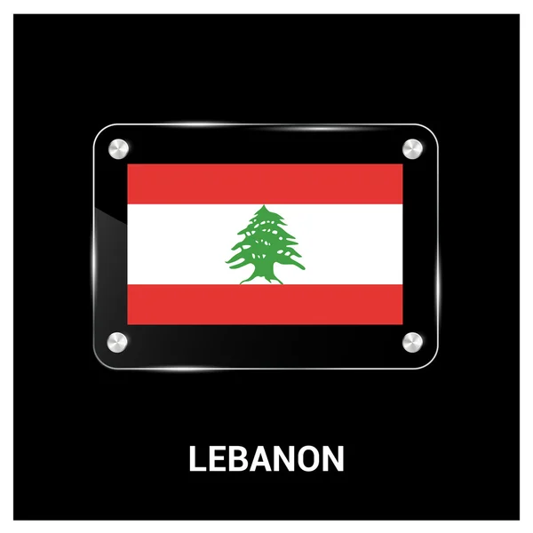 Lebanon Flag glass plate — Stock Vector
