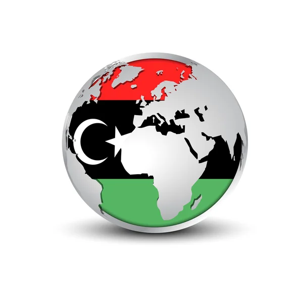 Mondo Globo con Turchia colori bandiera — Vettoriale Stock