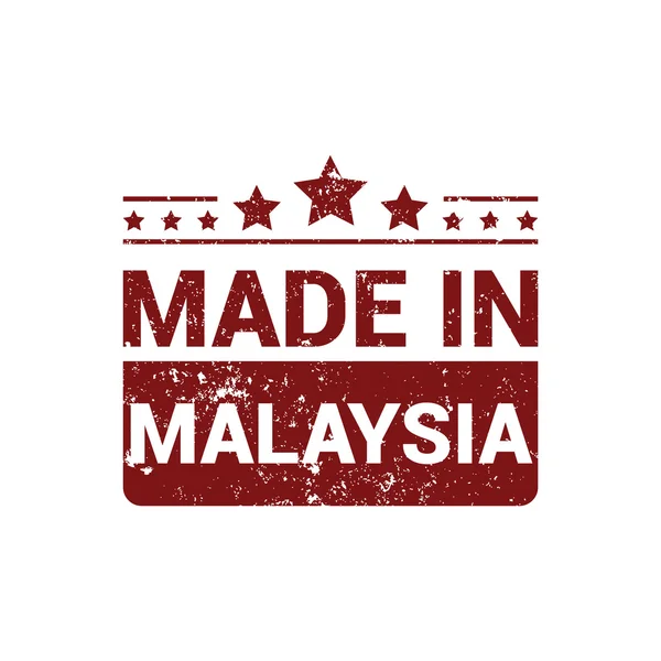 Feito na Malásia - Projeto de carimbo de borracha grunge vermelho — Vetor de Stock