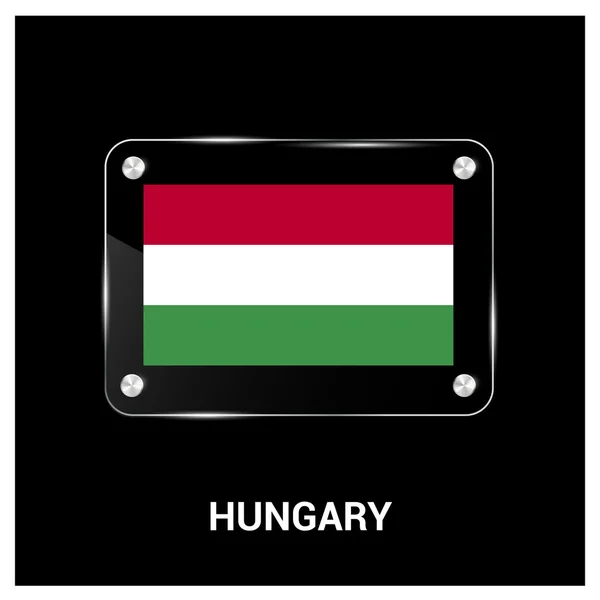 Bandera de Hungría placa de vidrio — Vector de stock