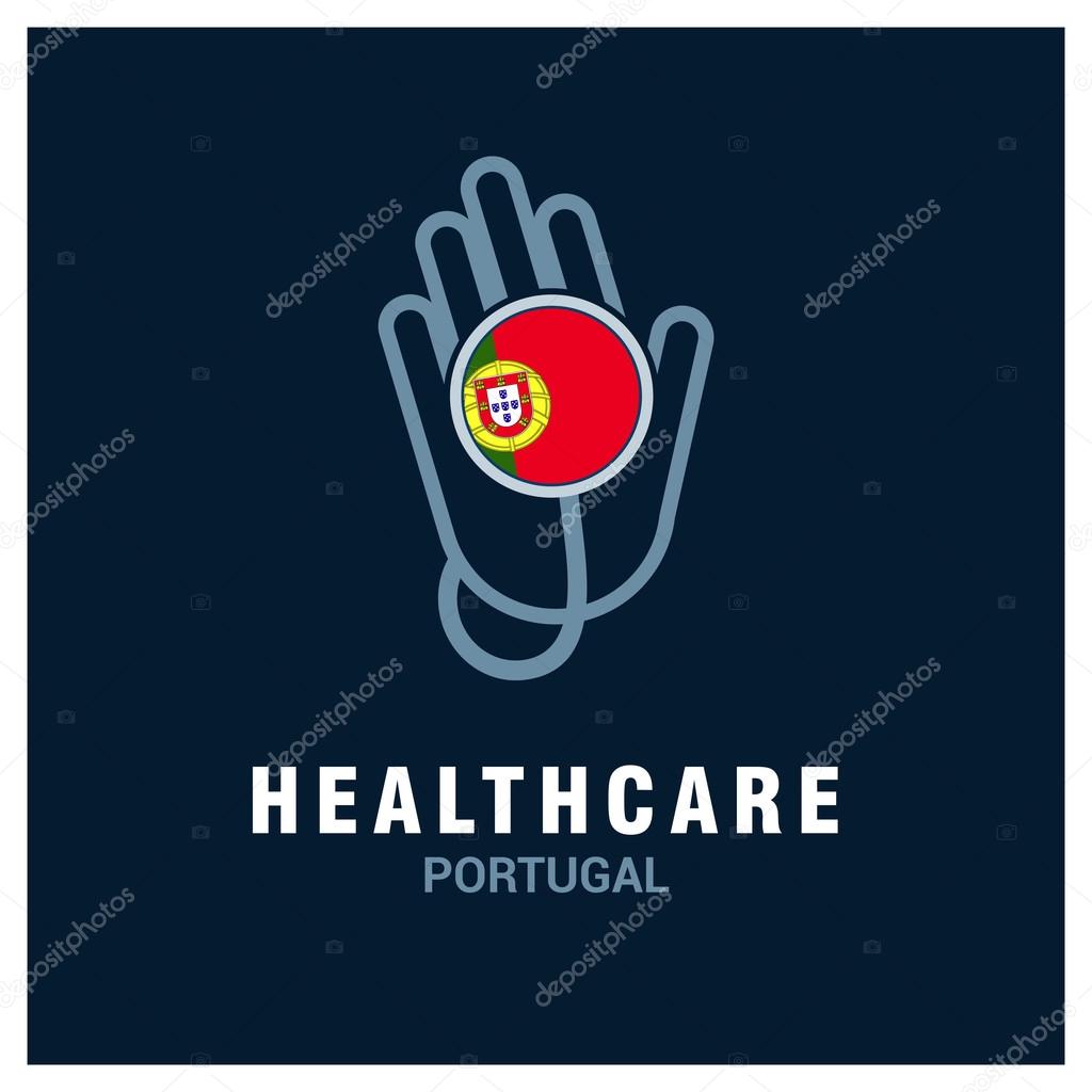 Portugal National flag on stethoscope - Health care logo