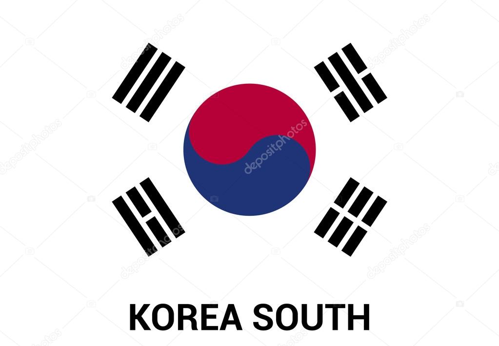 South Korea Waving flag isolated vector in official colors