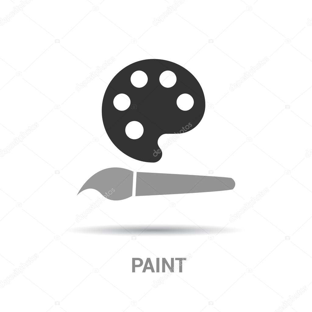 Painting brush and palette icon. vector illustration, Paint text
