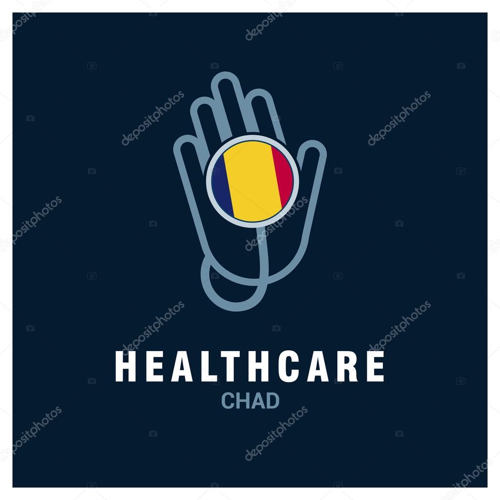 Chad National flag on stethoscope - Health care logo - Medical Logo - Hospital Clinic Logo - Helping Hand Logo. Vector illustration