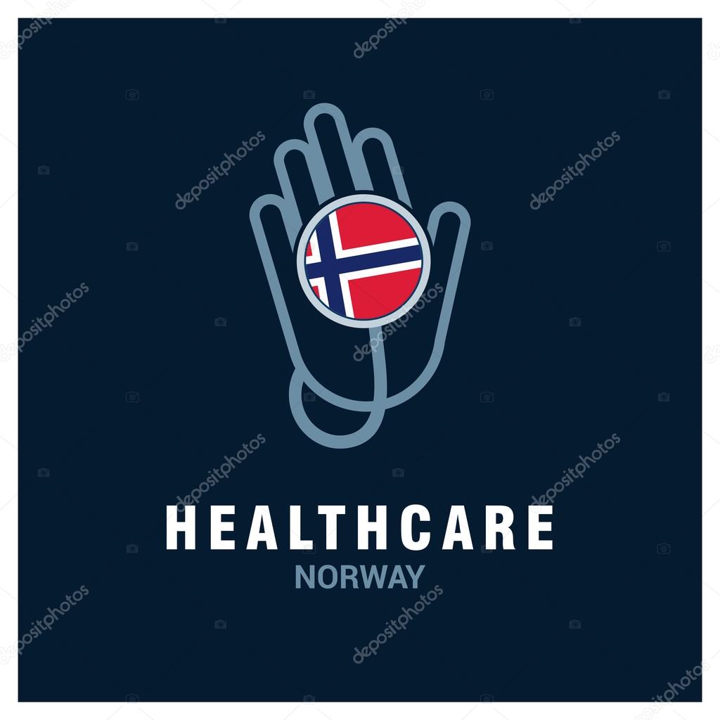 Norway National flag on stethoscope - Health care logo