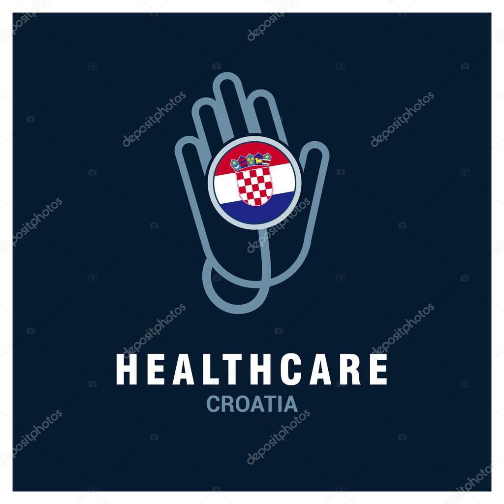 Croatia National flag on stethoscope - Health care logo