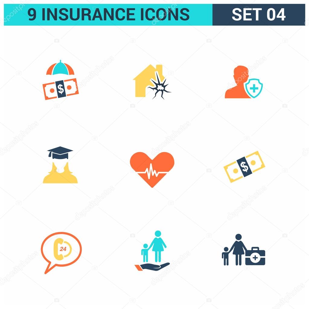 9 application Insurance Icons set.