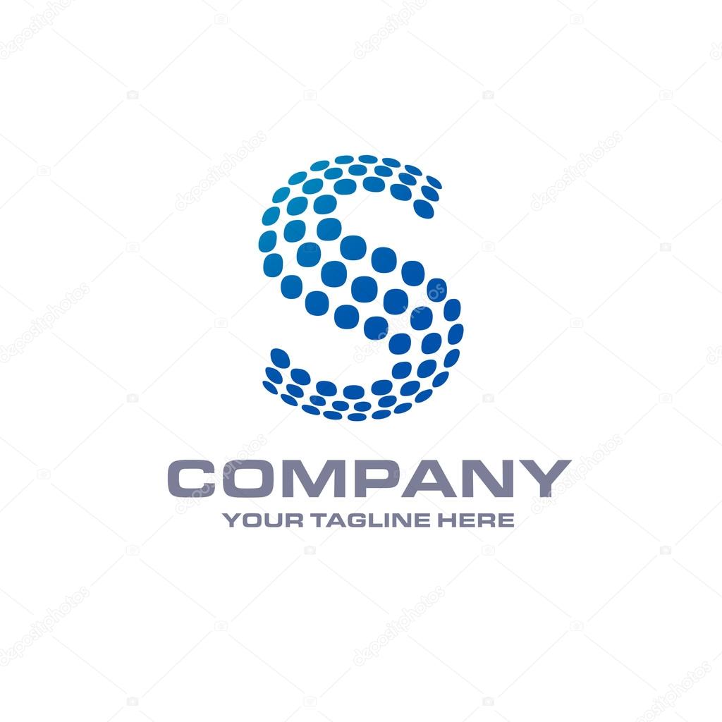 Letter S logo, Blue Bold sphare logo on white background