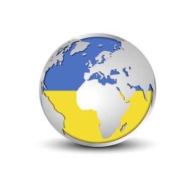 Ukrayna bayrağı parlak Globe
