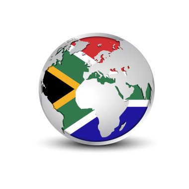 Güney Afrika bayrağı parlak Globe