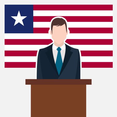 Liberya bayrağı ile işadamı