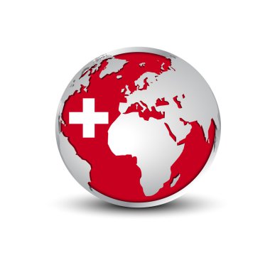 İsviçre bayrağı parlak Globe