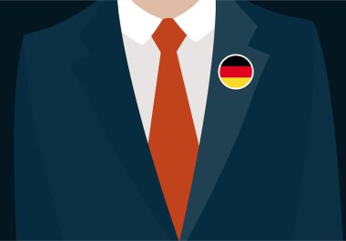 Alman bayrağı rozeti ile erkek takım elbise.