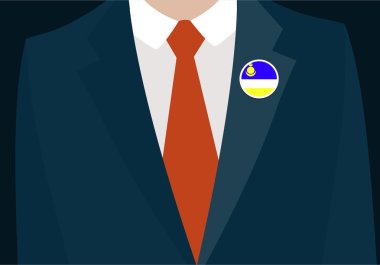 Buryatia bayrağı rozeti olan işadamı