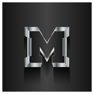 Harf M logosu. Alfabe 3d logo