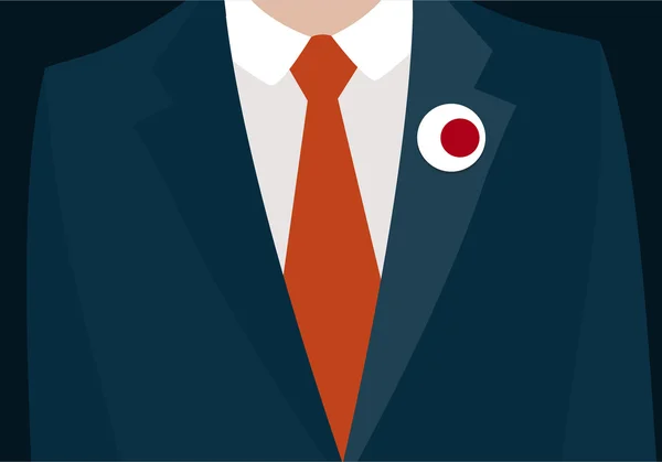 Manliga kostym med Japan flagga Badge. — Stock vektor