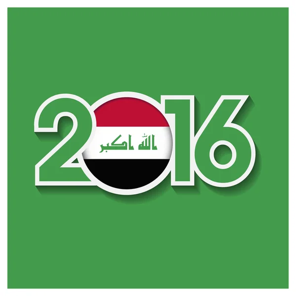 2016 jaar met Irak vlag — Stockvector