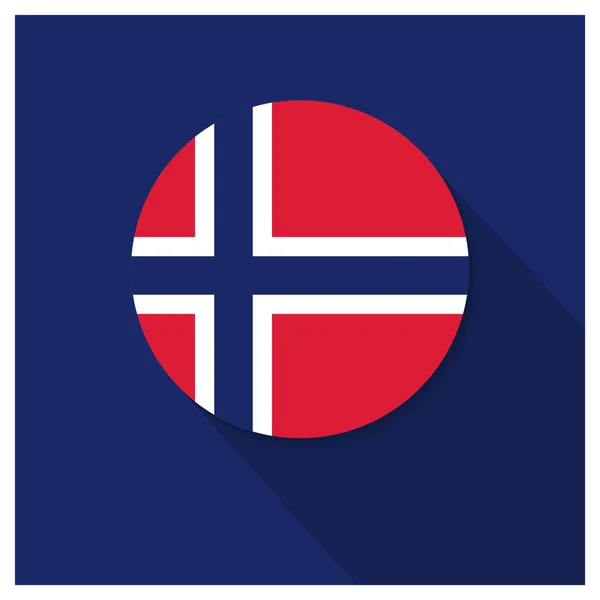 Uzun gölge Norveç bayrağı düğmesi — Stok Vektör