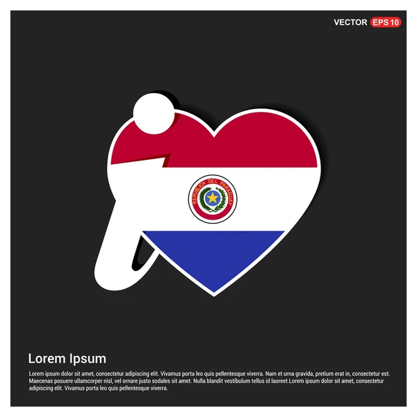 Vlajka Paraguaye tvar srdce — Stockový vektor