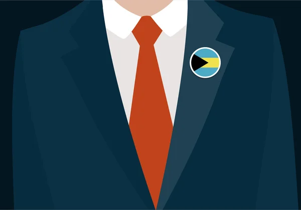 Homme d'affaires avec badge drapeau des Bahamas — Image vectorielle