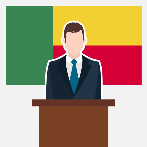 Homme d'affaires avec drapeau béninois — Image vectorielle