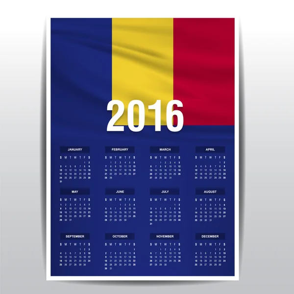 2016 kalender - Roemenië land vlag Banner — Stockvector