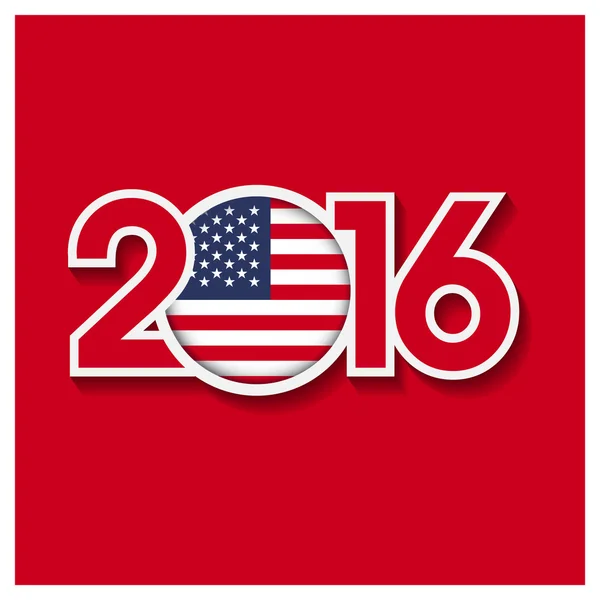 2016 Jahr mit US-Flagge — Stockvektor