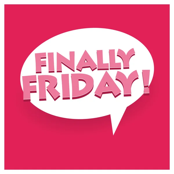 Finally Friday. Pink Typography — Stock Vector
