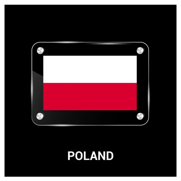 Bandeira da Polónia placa de vidro —  Vetores de Stock