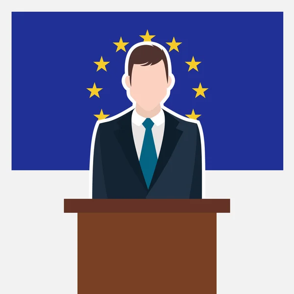 Hombre de negocios con bandera de la Unión Europea — Vector de stock