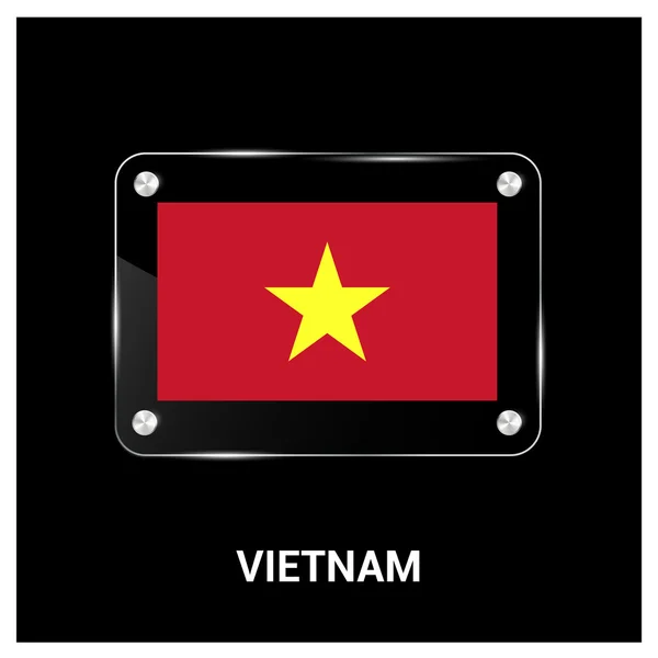 Piring kaca bendera Vietnam - Stok Vektor