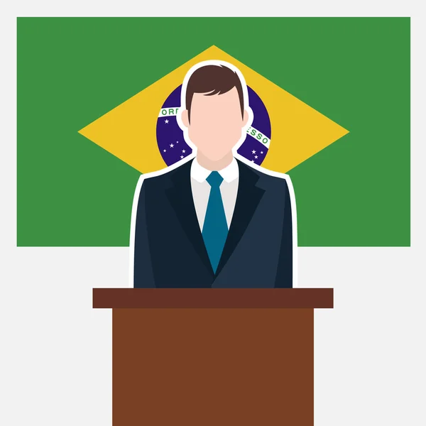 Empresário com bandeira do Brasil — Vetor de Stock