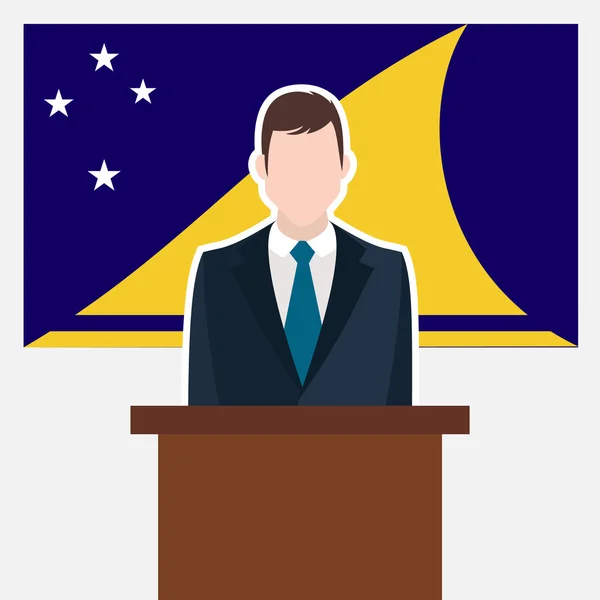 Homme d'affaires avec drapeau Tokelau — Image vectorielle