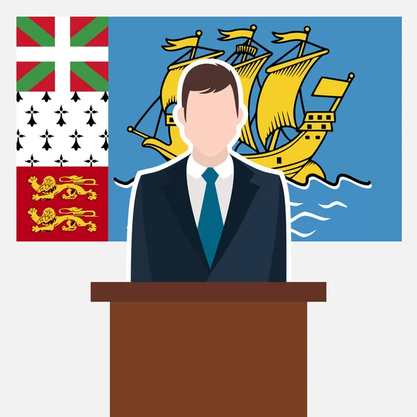 Businessman with Saint Pierre and Miquelon flag — Stock Vector