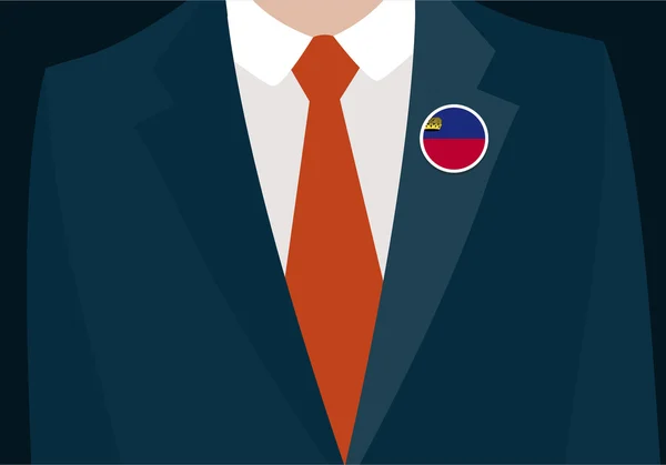Manliga kostym med Liechtensteins flagga Badge. — Stock vektor