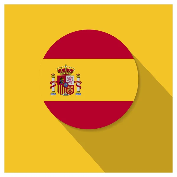 Sombra larga Botón bandera de España — Vector de stock