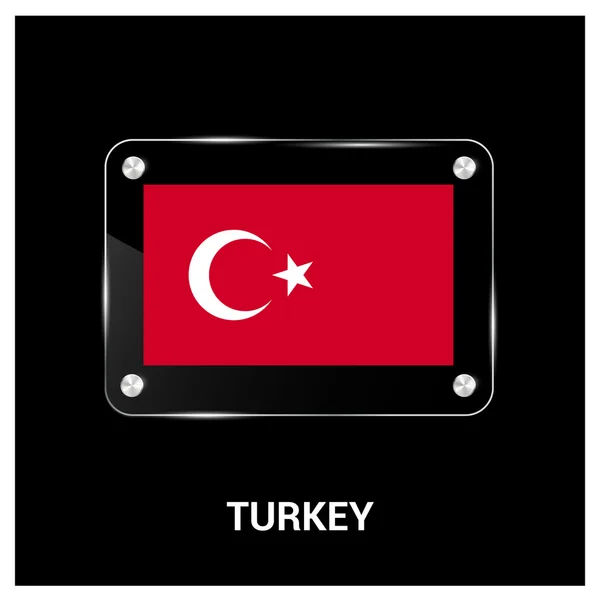 Vlag van Turkije glasplaat — Stockvector