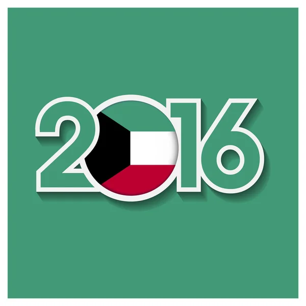 2016 år med Kuwait flagga — Stock vektor