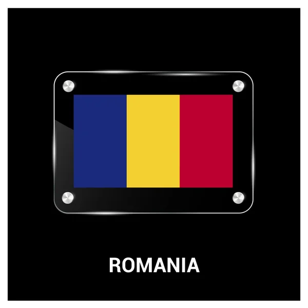 Rumäniens flagga glasplatta — Stock vektor