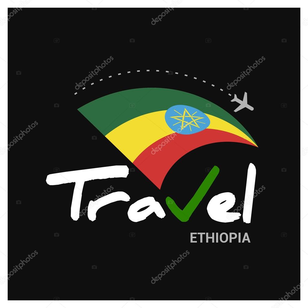 Ethiopia Travel symbol. Vector travel company logo design - Country travel agency logo - Country Flag Travel and Tourism concept. vector illustration