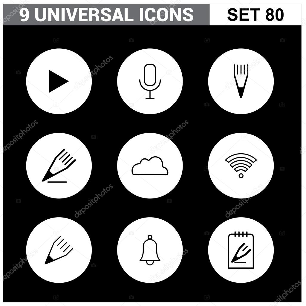 Abstract collection flat Universal Icons set.