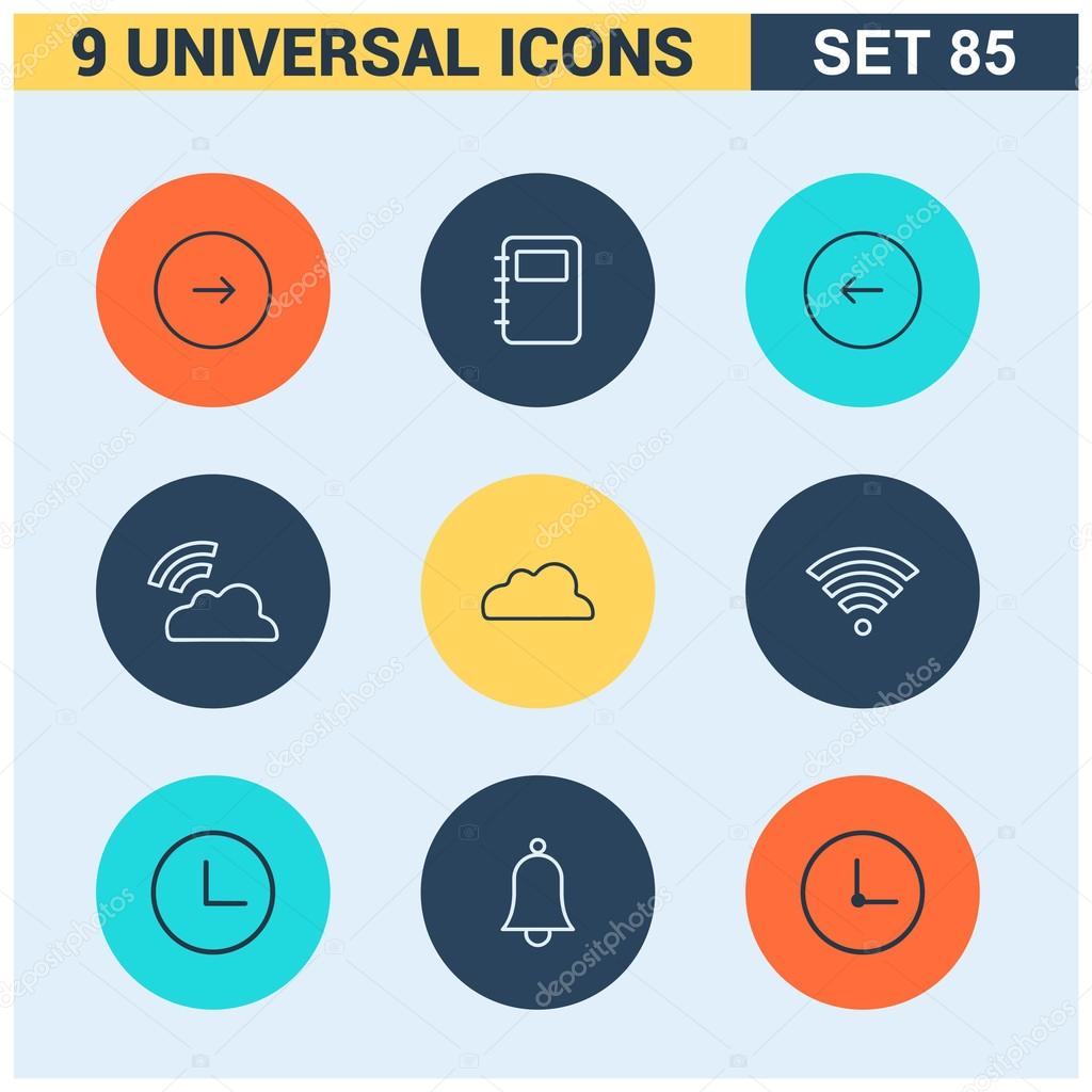 Abstract collection of colorful flat Universal Icons set. Big package of modern minimalist, thin line icons. Design elements for mobile and web applications.