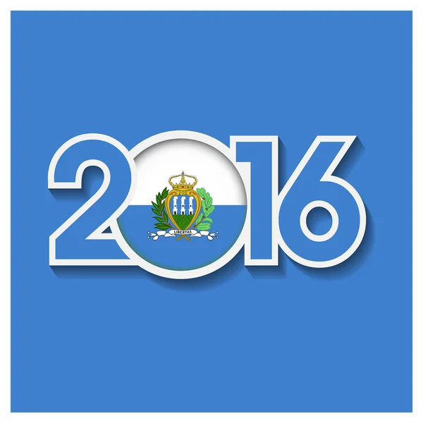 2016 år med San Marino flagga — Stock vektor