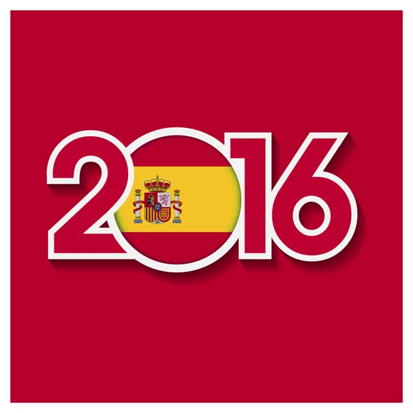 2016 ano com bandeira da Espanha — Vetor de Stock