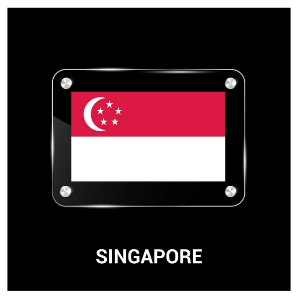 Placa de vidrio bandera de Singapur — Vector de stock