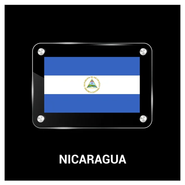 Nicarágua placa de vidro bandeira —  Vetores de Stock