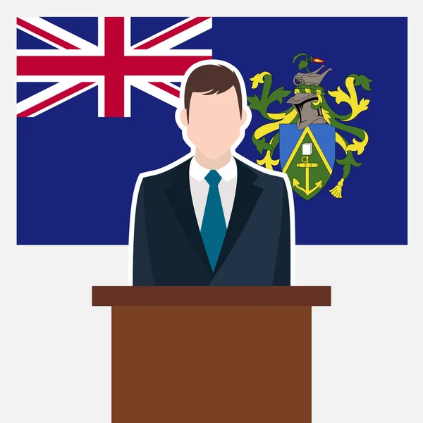 Uomo d'affari con bandiera dell'isola di Pitcairn — Vettoriale Stock