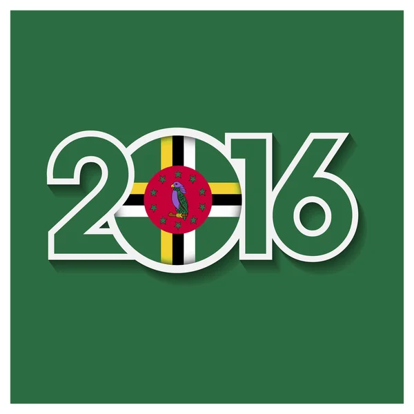 2016 år med Dominicas flagga — Stock vektor