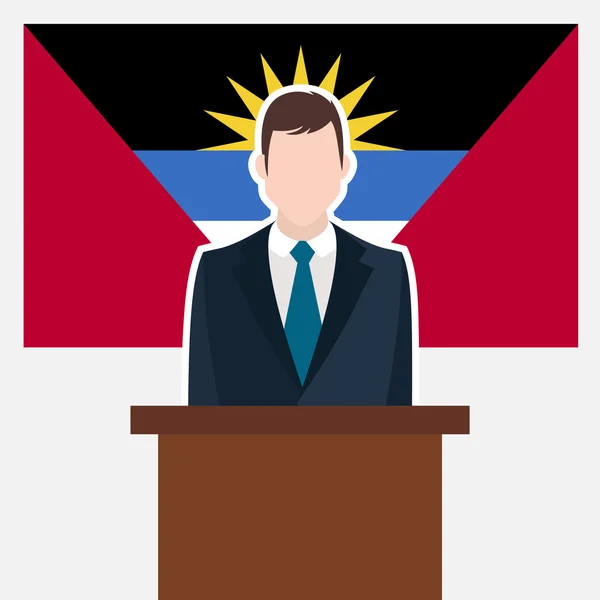 Homme d'affaires avec drapeau Antigua — Image vectorielle